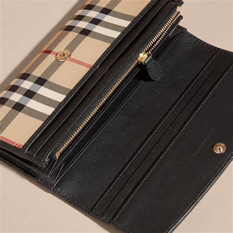 burberry horseferry check and leather continental wallet 3982478